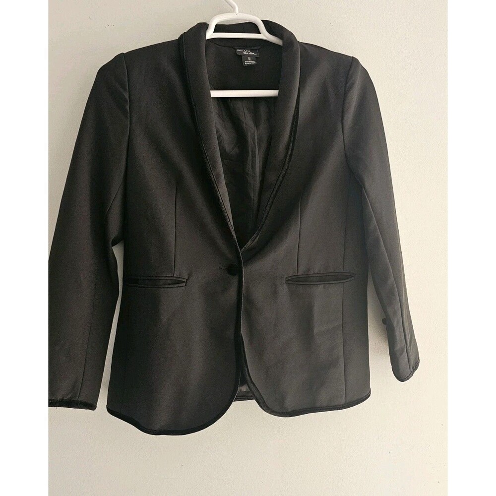 Esmara By Hedi Klum Blazer Jacket Women 12 Black Velvet Detail  Pockets - Picture 2 of 11